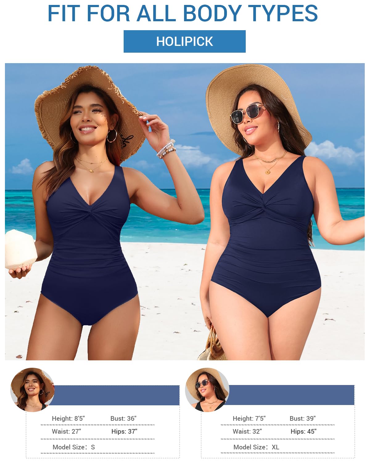 Navy Blue Tummy Control One Piece Swimsuit Full Coverage Bathing Suit XL