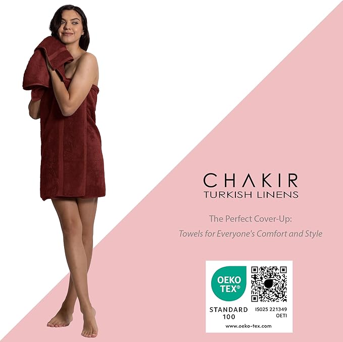 Chakir Turkish Linens Luxury Spa and Hotel Quality Premium Turkish Cotton 6-Piece Towel Set (2 x Bath Towels, 2 x Hand Towels, 2 x Washcloths)