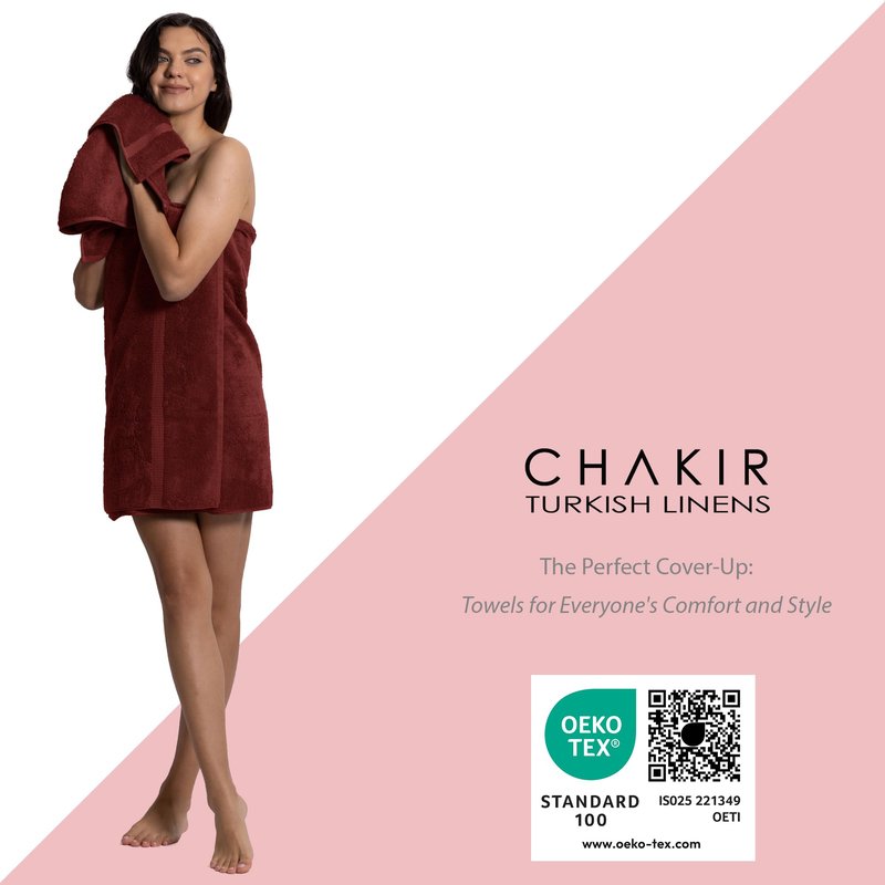 Chakir Turkish Linens | Hotel & Spa Quality 100% Cotton Premium Turkish Towels | Soft & Absorbent (8-Piece Towel Sets, Cranberry)