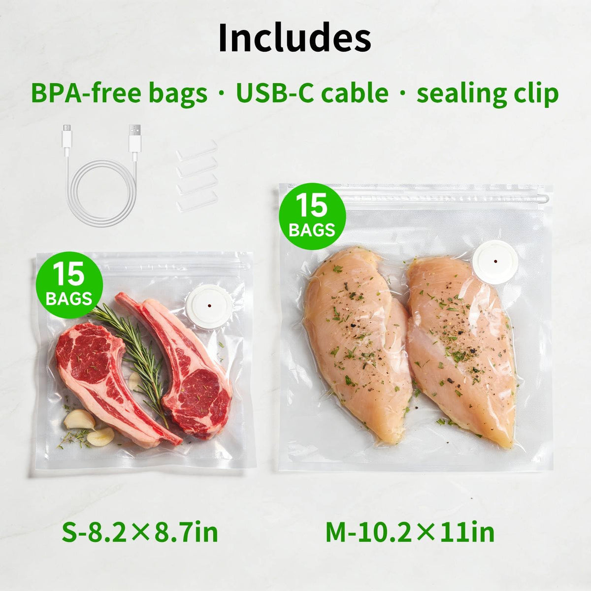 KomBryvian Vacuum Sealer for Food with 30 BPA-Free Bags, Auto Stop