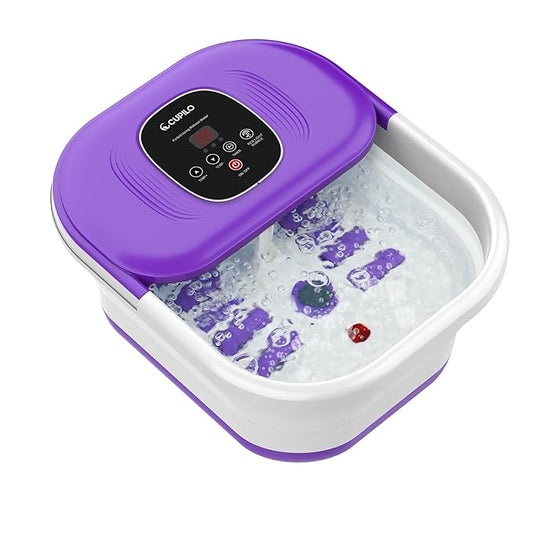 Foot Spa Bath Massager with Heat, Collapsible Foot Massager Spa Soaking Tub with Bubble, Pedicure Foot Spa for Relaxation, Gifts(Purple)