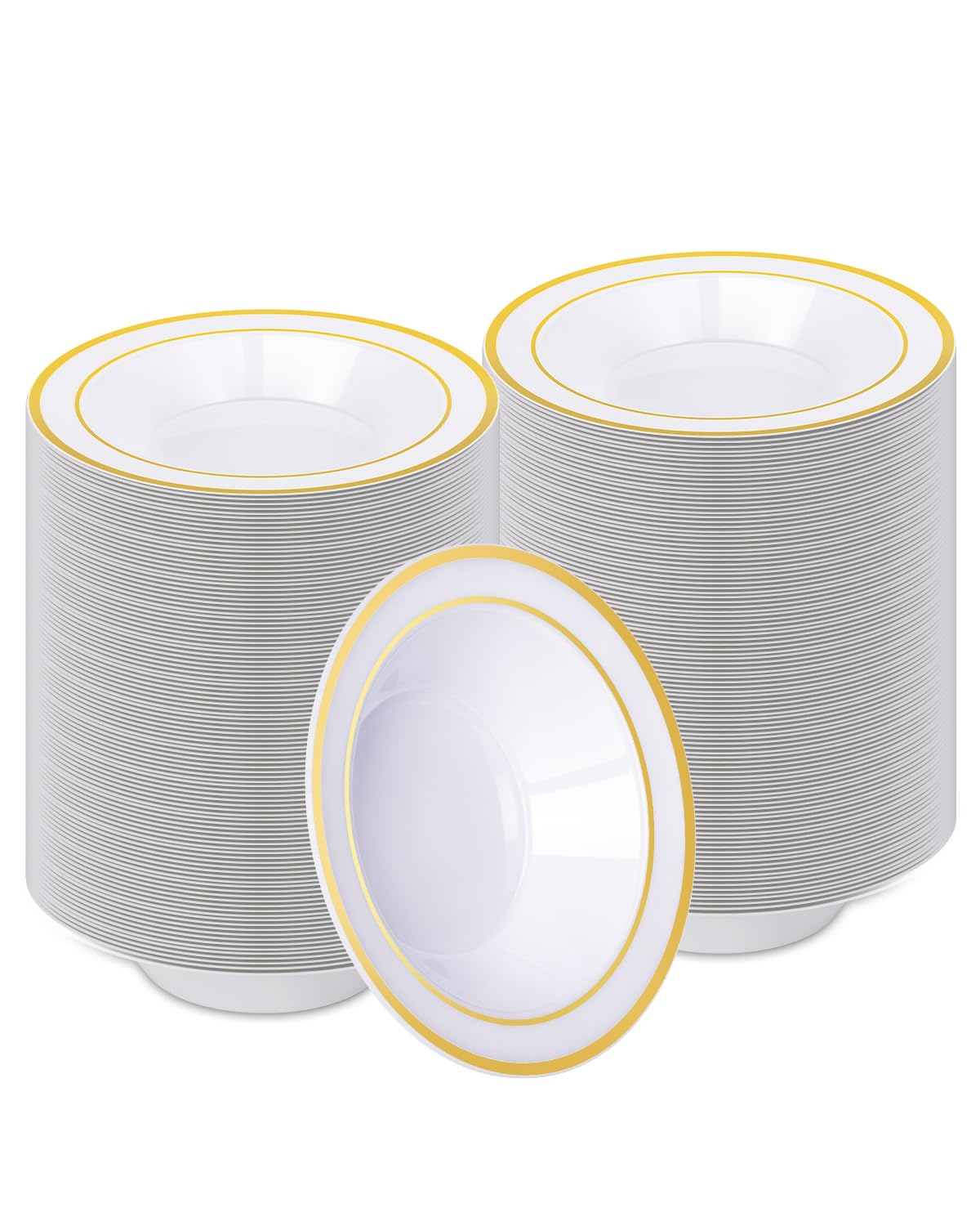 BESTVIP 100 Pack 12 oz White Plastic Bowls, Disposable Soup Bowls