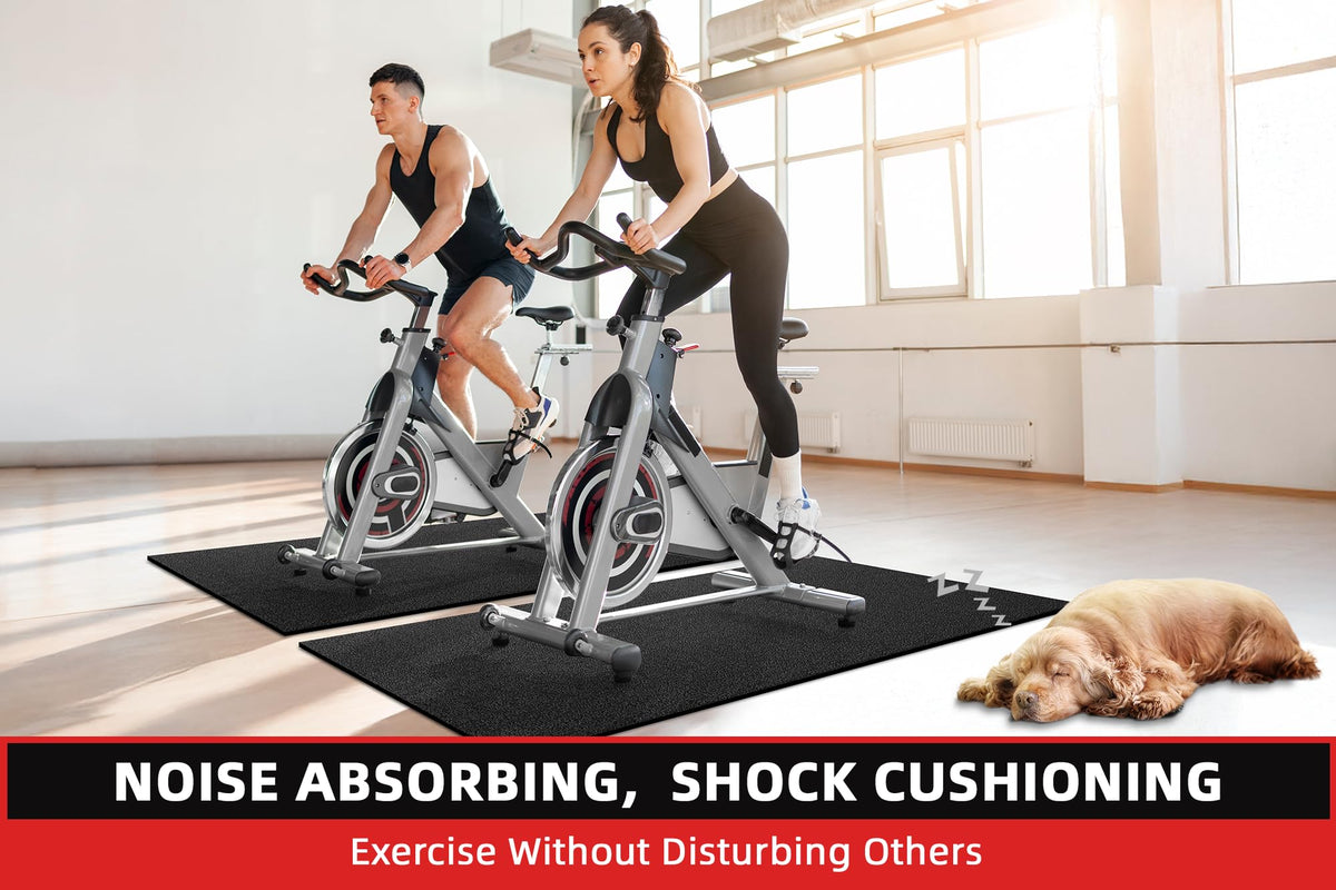 Treadmill Mat, 7'x3'/6'x3'/6'x2.5'/5.6'x2'/4'x2', 6mm Thick Exercise Equipment Gym Mat for Hardwood FloorCarpet, Compatible with Peloton Bike, Indoor Spin Bike, Elliptical