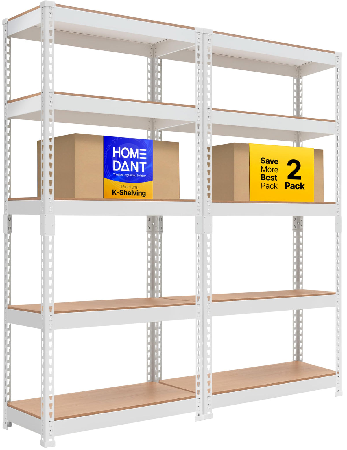 HOMEDANT White 28" W 5 Tier Storage Shelves Garage Shelving Unit Metal