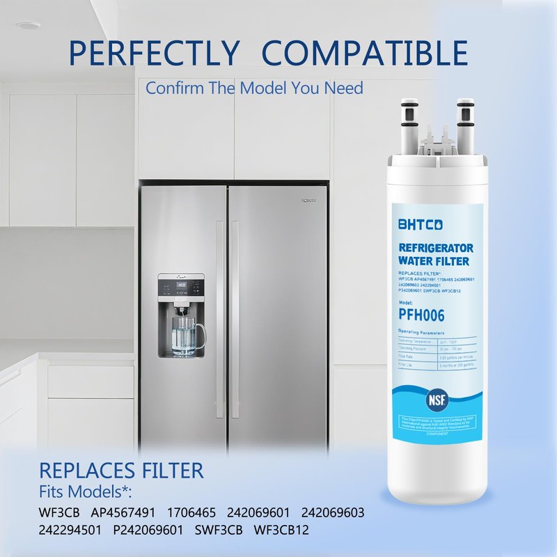 Water Filter for Frigidaire Refrigerator FFSS2615TS, FFSS2615TE, FFSS2615TP, LFSS2612TE, LFSS2612TF, FFHS2611PF, FFHS2611LW, FFSS2625TS, FFHS2622MS, FFSS2315TS, LFSS2612TP fridge Replacement Filter.