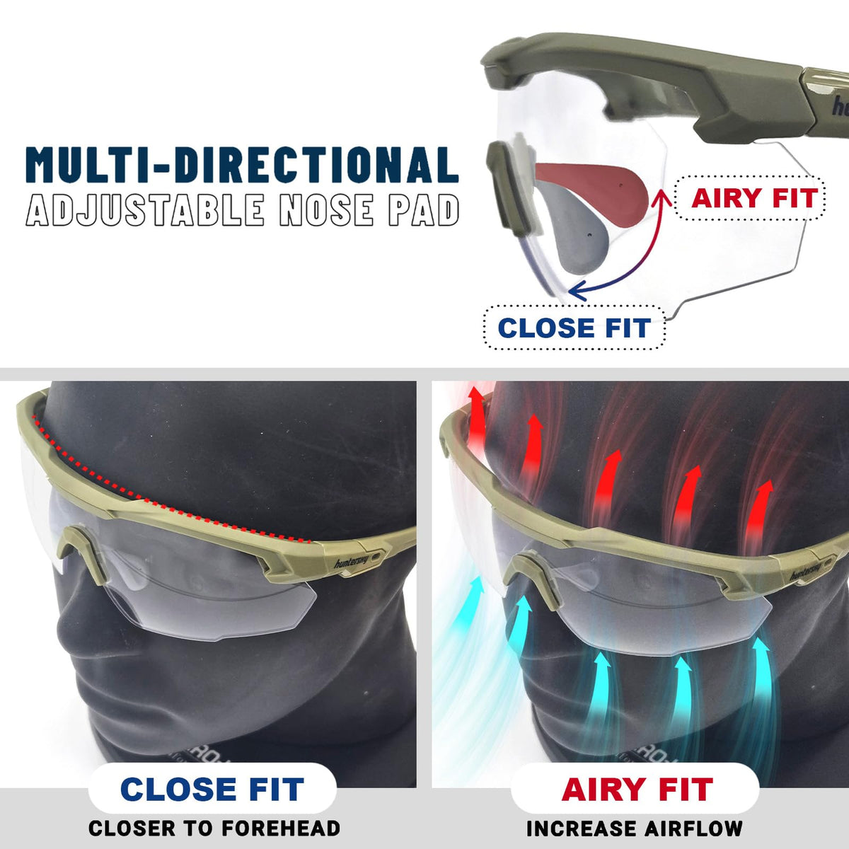 HTS HUNTERSKY Q37 Anti Fog Polarized Tactical Hunting Shooting Sunglasses ANSI Z87.1+ Military Grade Ballistic Impact Protection Eye Pro with Case Motorcycle Riding Driving Range Outdoors