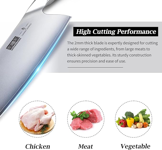 HOSHANHO Cleaver Knife 7 Inch, Ultra Sharp Vegetable Meat Chopper Knife