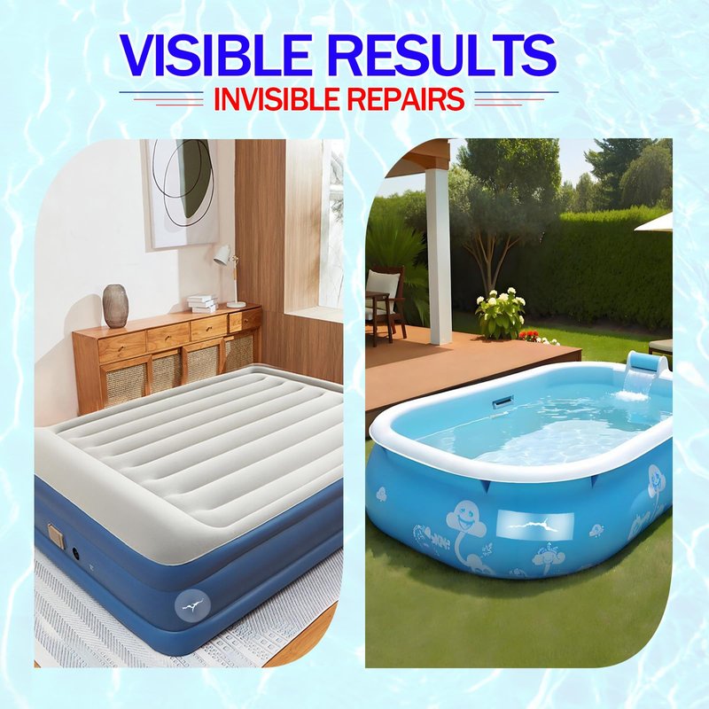 Air Mattress Patch Kit, Heavy Duty Underwater Pool Liner Patch Kit, Effective Vinyl Glue for Above Ground Pool, Paddle Board, Float, PVC Boat, Raft, Air Bed, Bounce House, Hot Tub, Gentle Formula