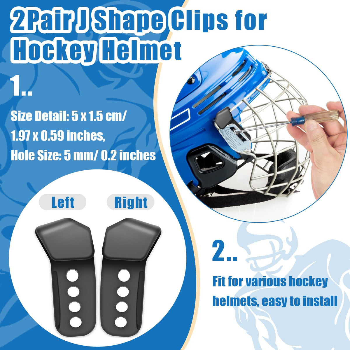 Anglekai 31PCS Hockey Helmet Repair Kit, Football Helmet Hardware Kit Include 2 J Clips/ 4 Rubber Gaskets/ 4 R Shape Football Visor Clips/ 16 Screw Nuts/ 4 Chin Strap Adapter/Screwdriver (61)