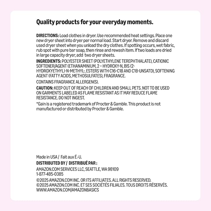 Amazon Basics Dryer Sheets, Spring Fresh, Laundry Fabric Softener, 160 Count