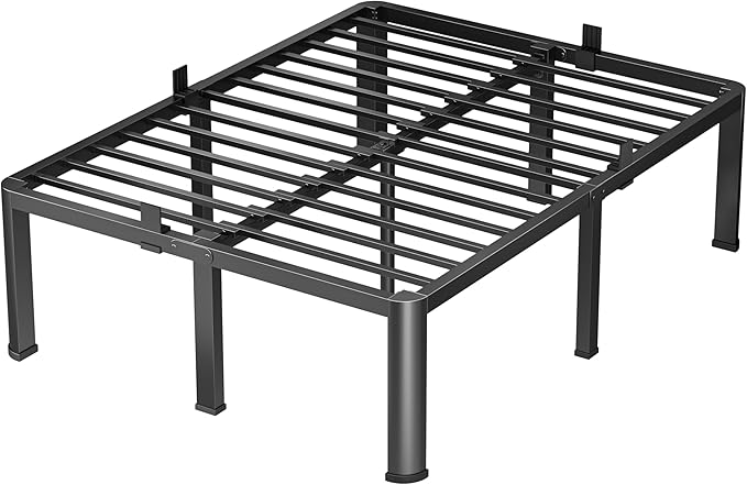 18 Inch Queen Heavy Duty 3500 lbs Bed Frame with Round-Corner Legs & Anti-Squeak Design – Quick Assembly Metal Platform, No Box Spring Needed