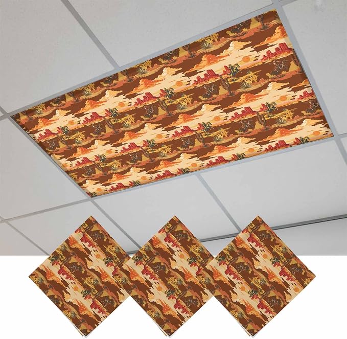 Tropical Plant Cactus Fluorescent Light Covers 3 Pack Western Cowboy Horse