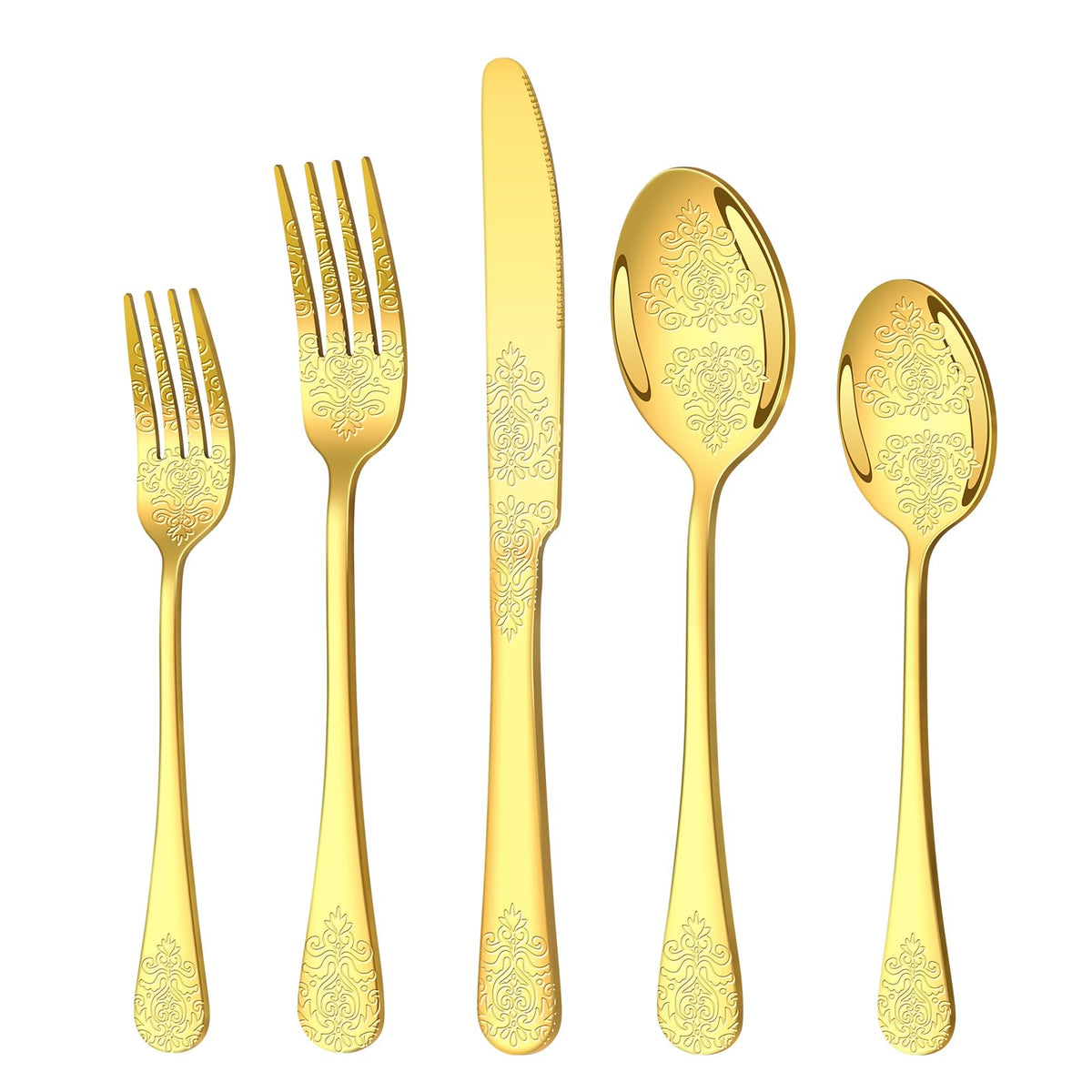 Gold Silverware Set,50-Piece Stainless Steel Flatware Set for 10