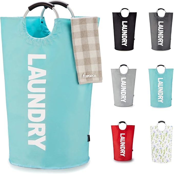 Caroeas 90L Laundry Basket (13 Colors), Waterproof Laundry Hamper, Laundry Bag with Padded Handles, Clothes Hamper Stands Up Well, Collapsible Laundry Basket Easy Storage