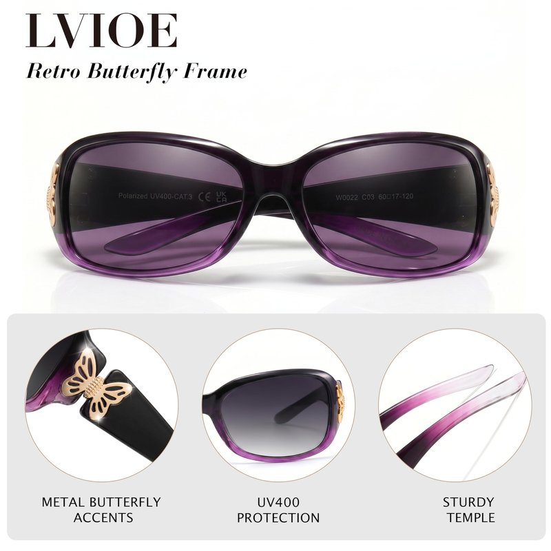 LVIOE Women's Polarized Sunglasses Butterfly Design with UV400 Protection