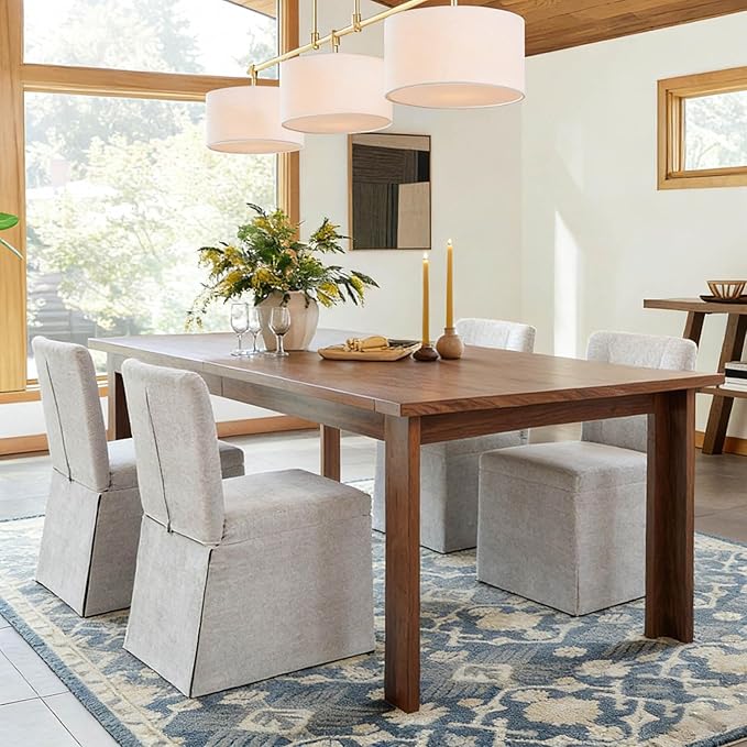 Kitchen Table Chairs Set of 4, Linen Upholstered Dining Chairs with Metal Frame, Modern Dining Room Chairs for Kitchen, Grey