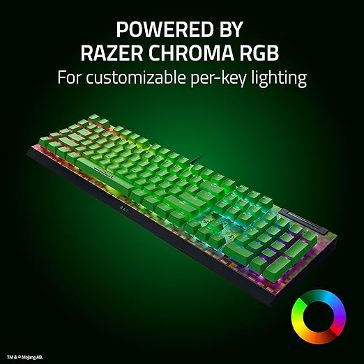 Razer BlackWidow V4 X Mechanical Gaming Keyboard: Green Switches Tactile & Clicky - 6 Macro Keys - Chroma RGB - Doubleshot ABS Keycaps - Sound Dampening & Stabilizers - Minecraft Edition