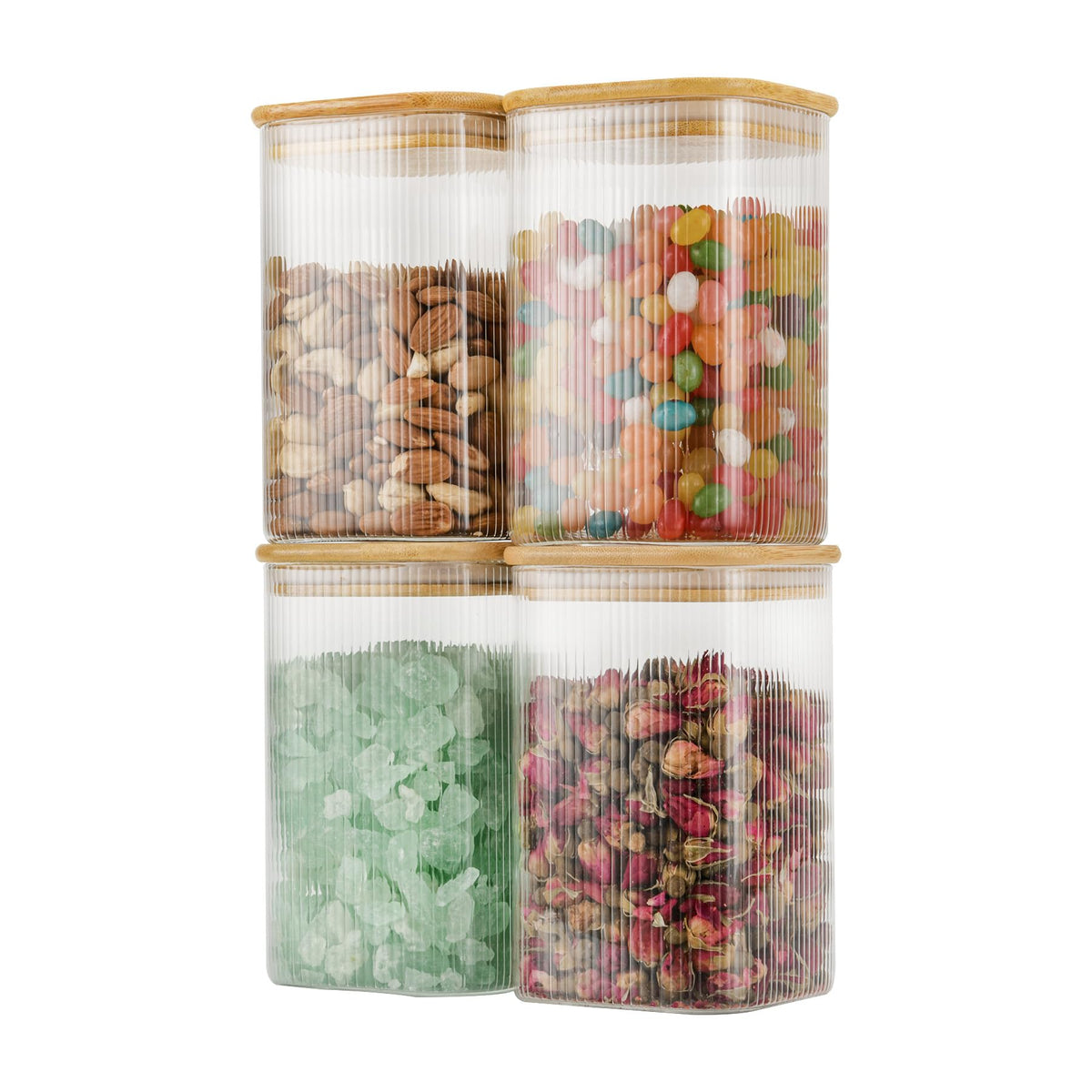 D2scrma 115oz/3.6Qt/3400ml Square Glass Storage Containers with Lids 2-Pack