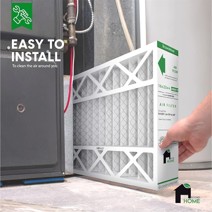 EconoHome 16x25x4 AC Furnace Pleated Air Filter MERV 11 Replacement – Allergen