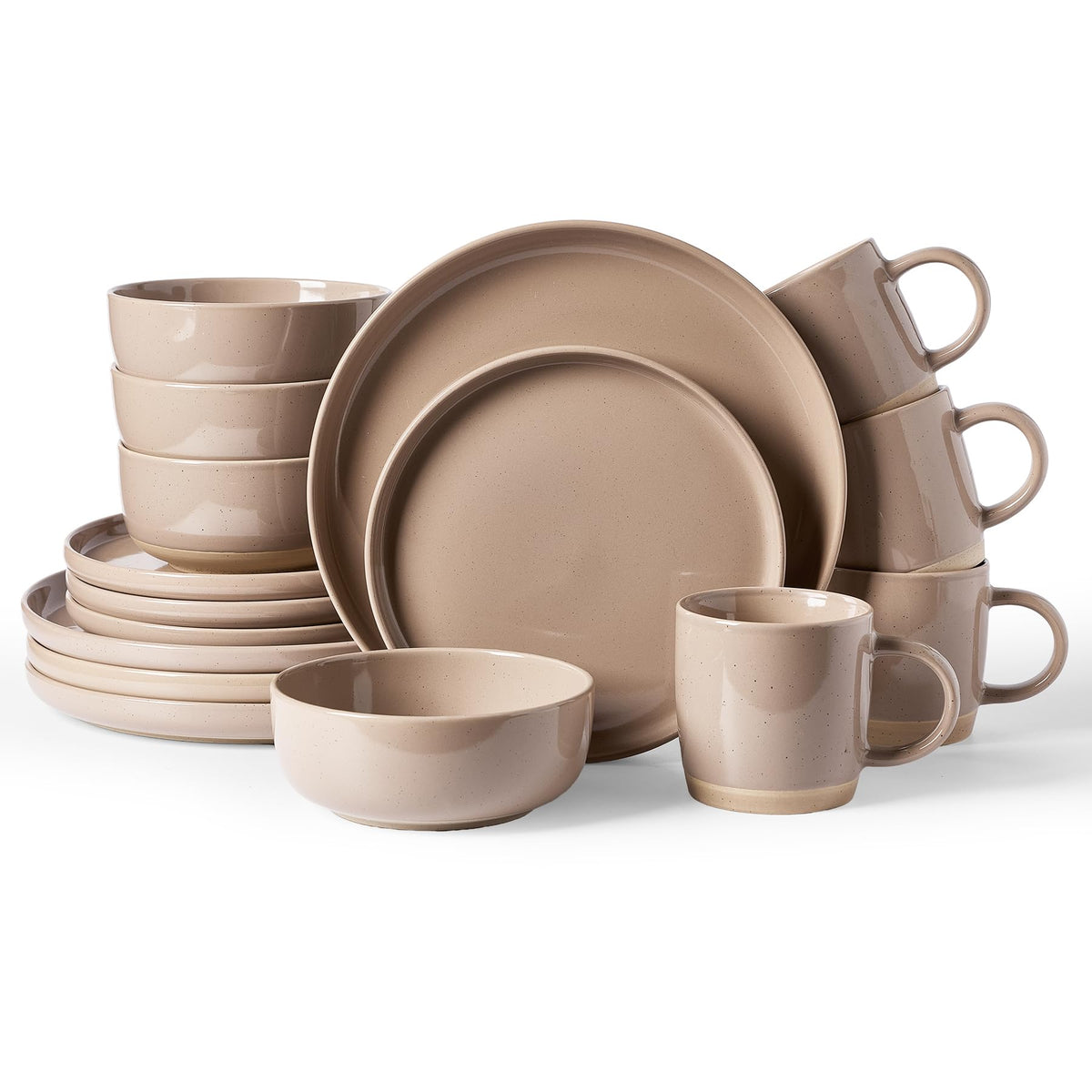 Famiware Milkyway 16-Piece Dinnerware Set with Mugs, Dark Gray