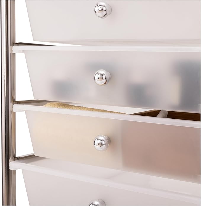 Seville Classics Rolling Utility Organizer Storage Cart, for Home Office, School, Classroom, Scrapbook, Hobby, Craft, 10 Drawer, Frost White
