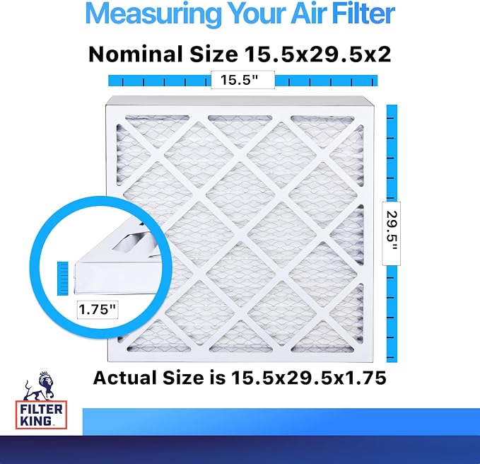 Filter King 15.5x29.5x2 Air Filter | 4-PACK | MERV 8 HVAC Pleated A/C Furnace