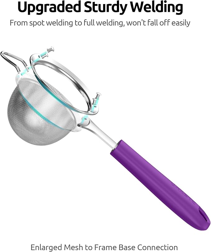 U-Taste Small Fine Mesh Strainer: 18/8 Stainless Steel 3.35in 30 Mesh Kitchen