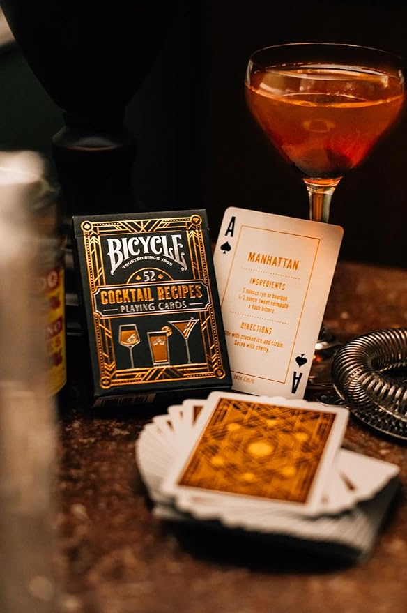 Bicycle Cocktail Playing Cards, Includes 52 Cocktail Recipes Featuring Old Fashioned, Margarita, Moscow Mule, Daiquiri, and Mojito Cocktail Recipes, 1 Deck