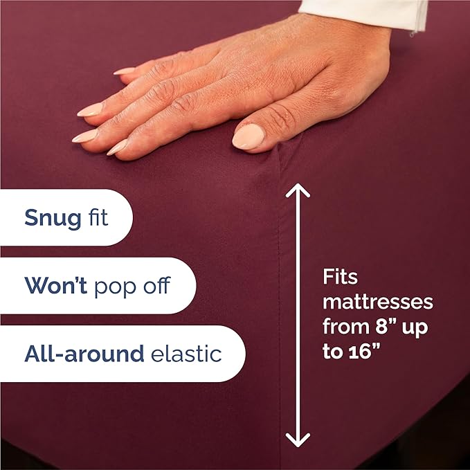 King Size 4 Piece Sheet Set - Comfy Breathable & Cooling Bed Sheets Set - Hotel Luxury Bedding for Women, Men, Kids, Teens, Boys & Girls - Deep Pockets, Ultra-Soft, Wrinkle Free - Oeko-Tex - Burgundy