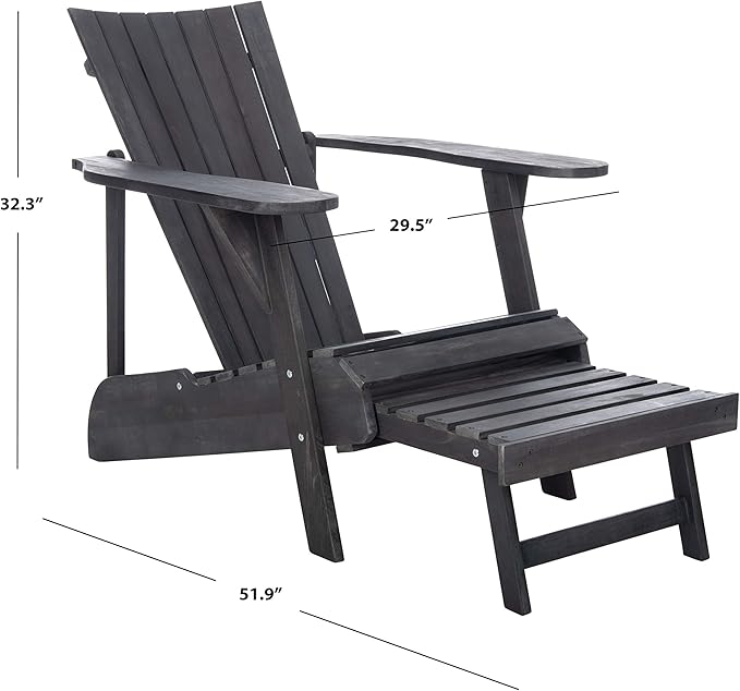 SAFAVIEH PAT6760A Outdoor Collection Merlin Natural Retractable Foot Rest Adirondack Chair