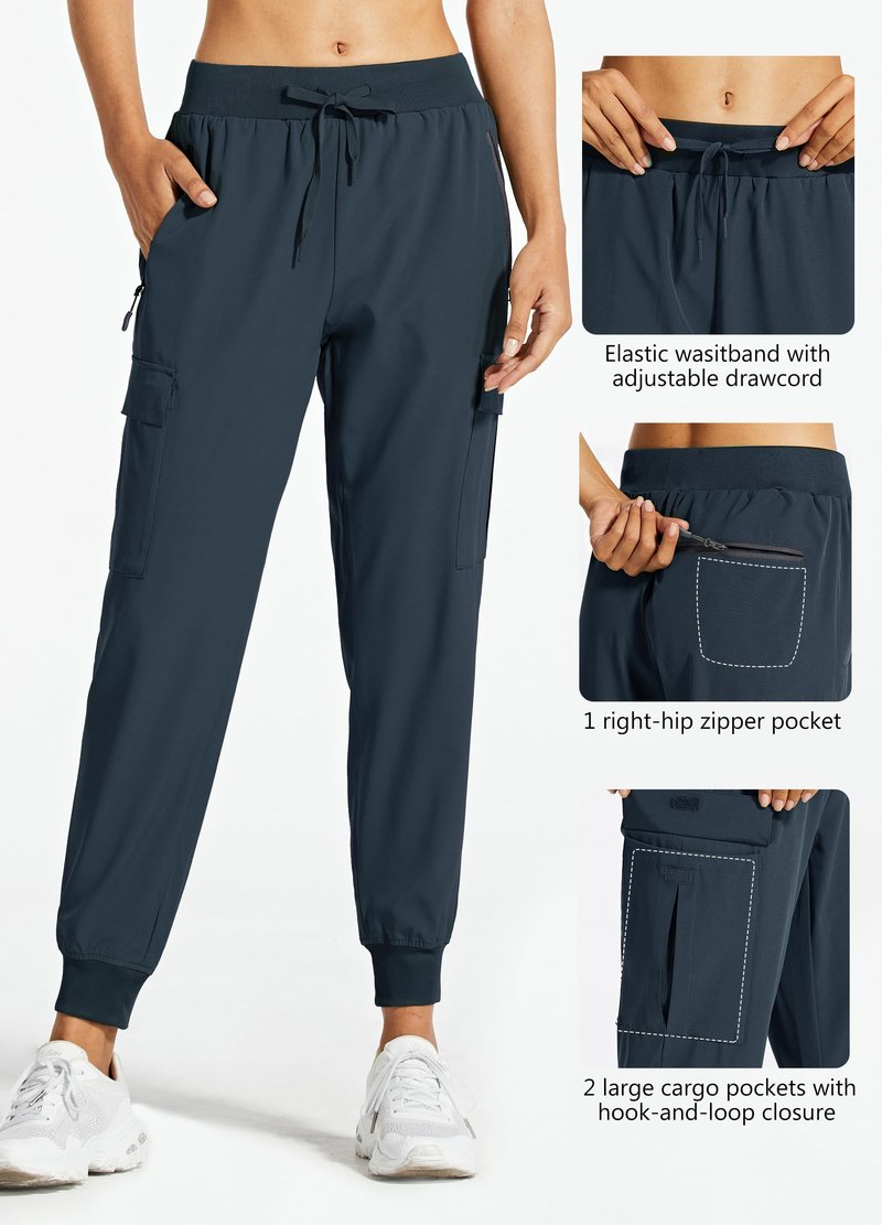 Libin Women's Cargo Joggers Lightweight Quick Dry Hiking Pants Athletic Lounge Casual Travel, Navy XL