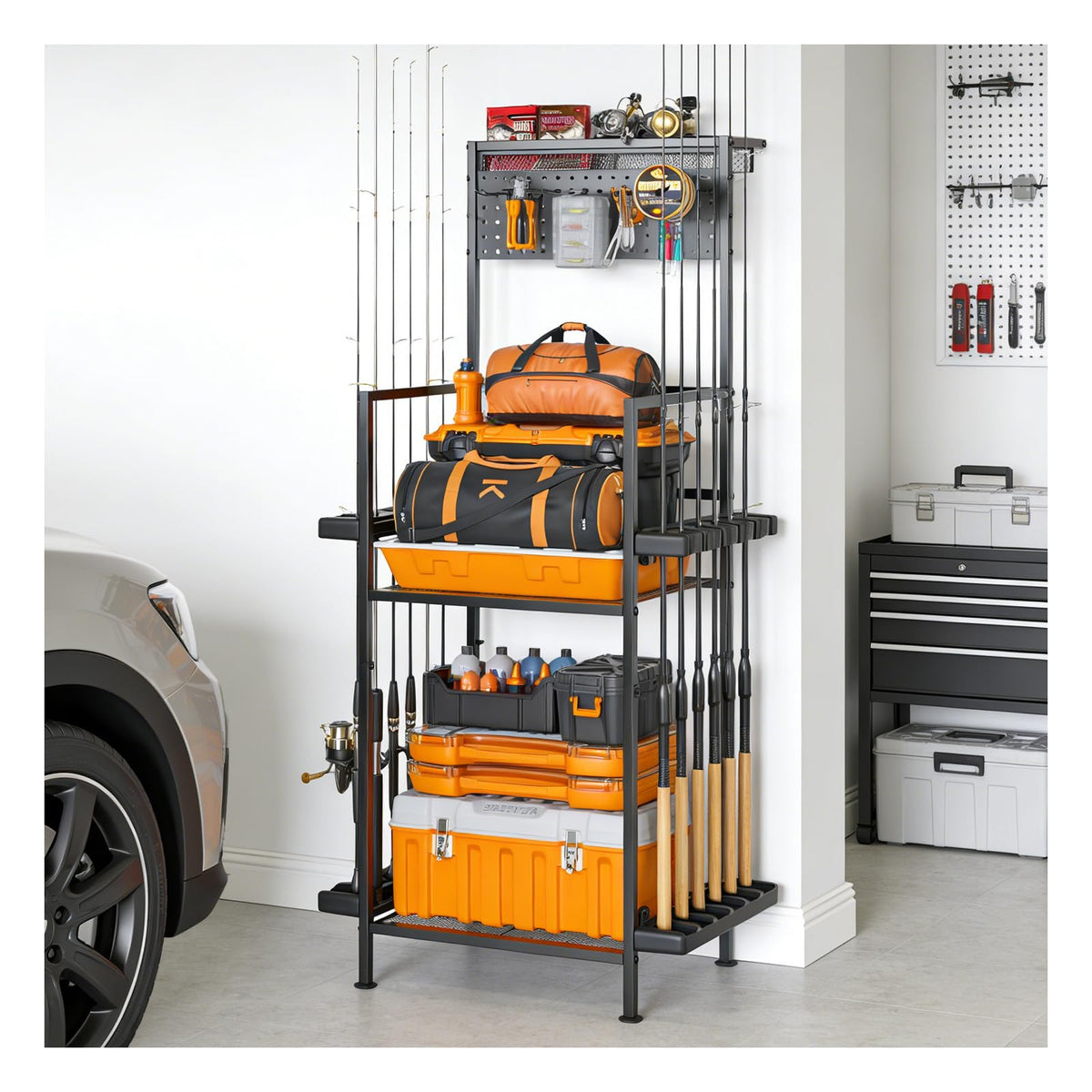 YFFSRJDJ Fishing Rod Holder, Garage Fishing Pole Storage Rack Organizer