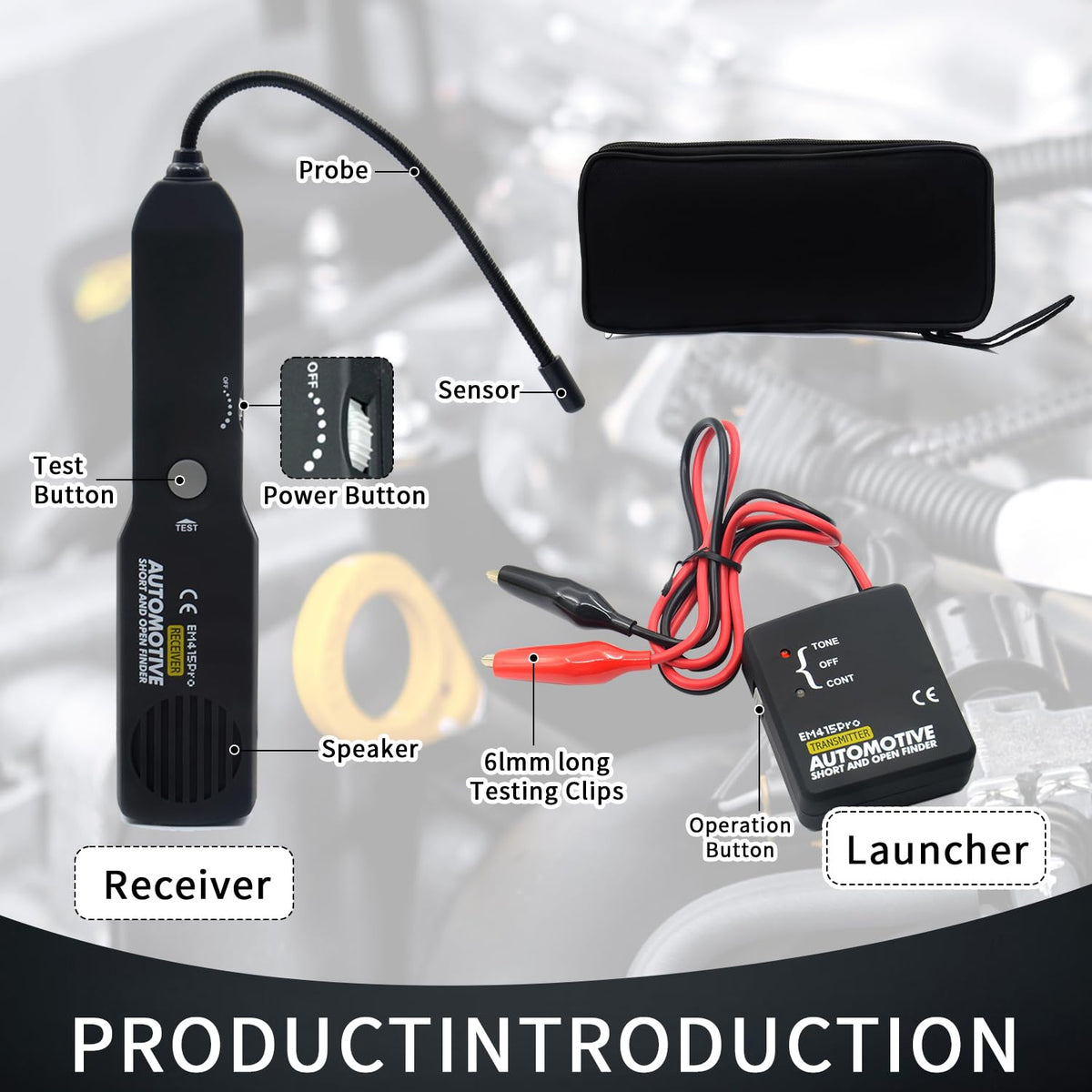 Cable Tracker Electrical, EM415 PRO Automotive Short & Open Finder, Wire Tracer with Flexible Probe, DC 6-42V Car Diagnostic Tool, Open Circuit Locator for Automotive Wiring Systems (No Battery)