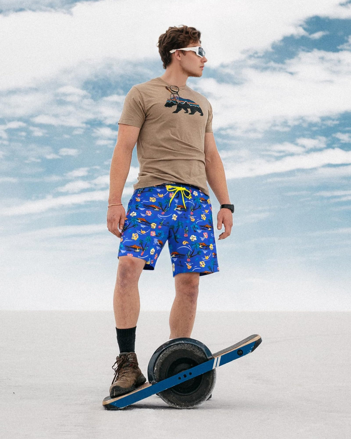 SURF CUZ Mens Swim Trunks with Compression Liner Quick Dry Swim Shorts 7" Swimming Trunks Stretch Zipper Pockets,Summer Hawaii,M