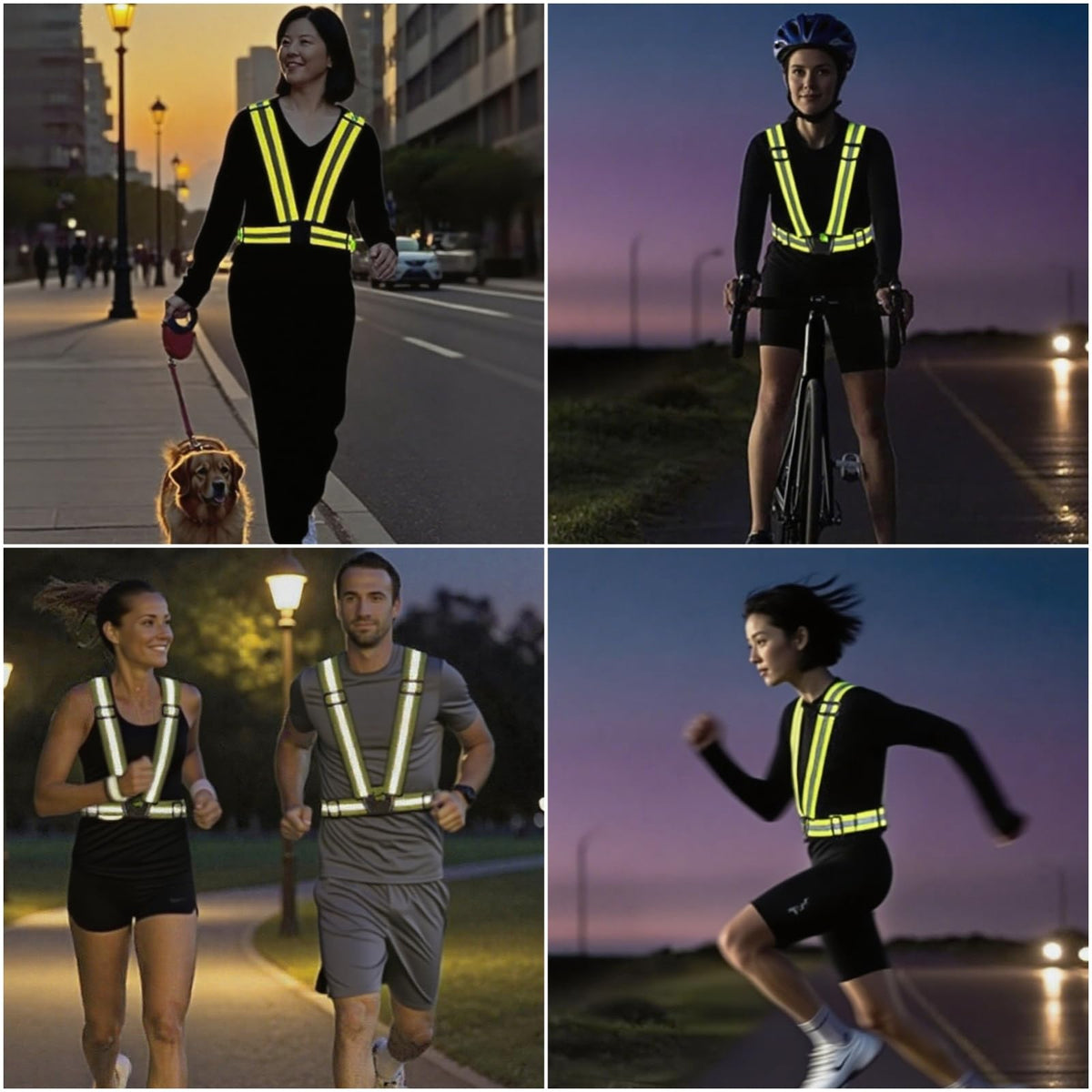 YUNLOVXEE Reflective Strap Safety Vest Gear - 2-10 Pack Adjustable High Visible Reflective Running Gear for Women Men Night (Green x10)