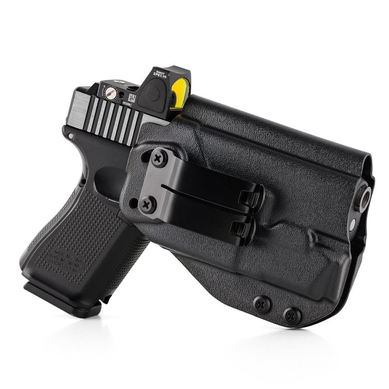 IWB Compatible with Glock 19 Gen 3/4/5/6 19X 23 32 44 45 Olight PLX Tactical Flashlight Holster for Concealed Carry, Right Hand Draw, Appendix Carry Holster for Glock G19 with Olight PL-X Pistol Light