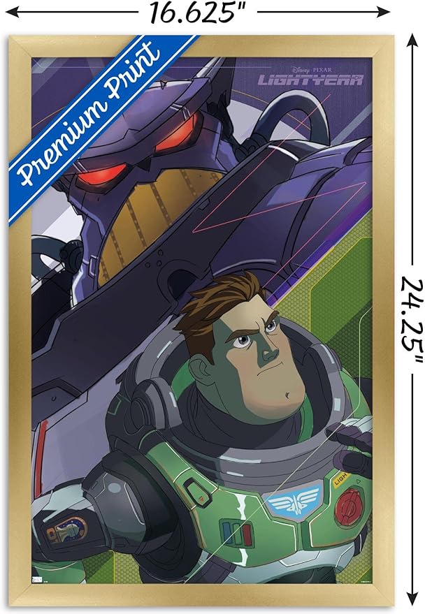 Trends International Disney Pixar Lightyear - Buzz and Zurg Wall Poster, 14.725" x 22.375", Gold Framed Version