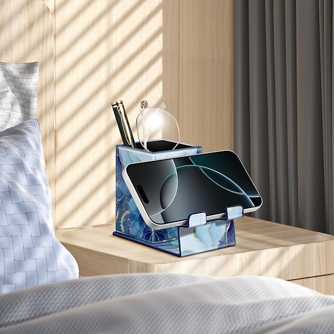 FINTIE Pencil Holder With Phone Stand, Eyeglasses Holder, Desktop Organizer Nightstand Accessories Office Supplies Case