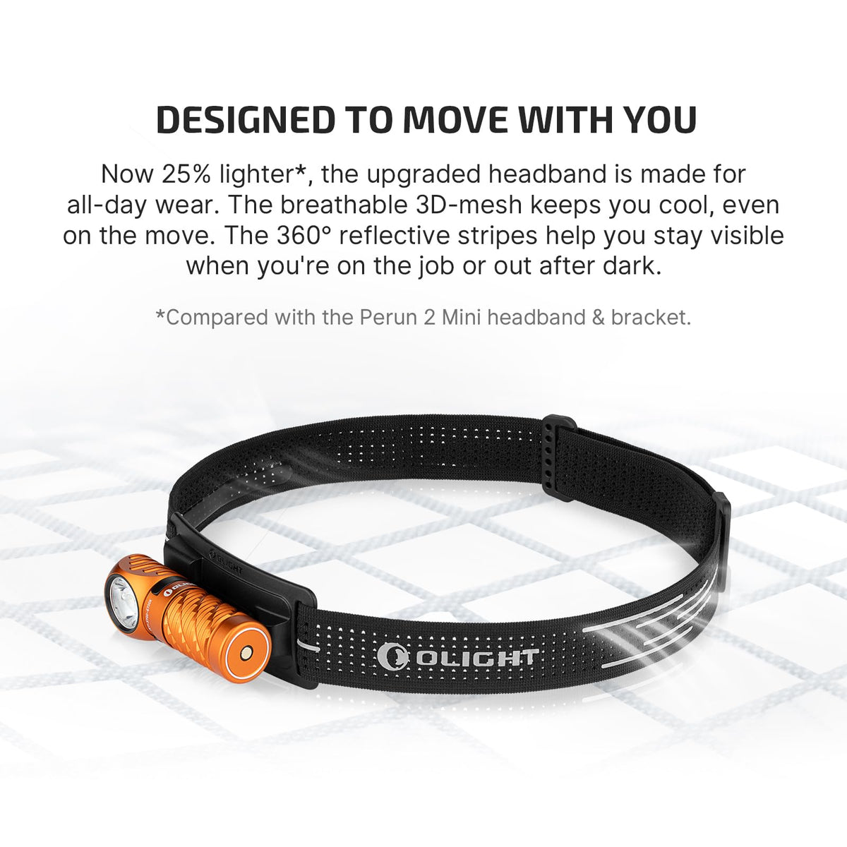 OLIGHT Perun 3 Mini Headlamp 1250 Lumens LED Head Flashlight,Rechargeable Headlight with Red Light Option,Perfect for Working, Hiking, Camping and Climbing (Cool White 5700K~6700K, Orange)