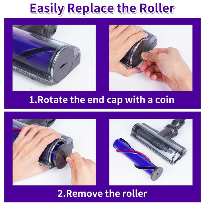 Upgrade Quick-Release Vacuum Direct Drive Head Replacement for Dyson V7 V8 V10 V11 V15，Suitable for Hardwood Floor Carpets Attachment SV10 SV11 SV12 SV14 Replacement Part Electric Head Roller Brush
