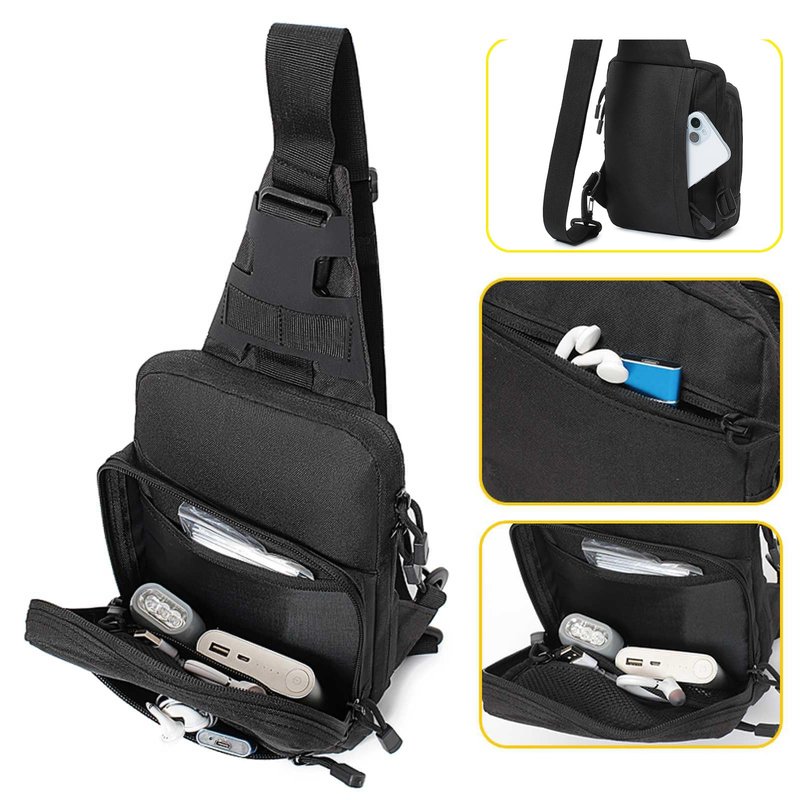 Vdones CCW Concealed Carry Chest Bag with Gun Holster, Adjustable Tactical Sling Bag Crossbody EDC Gun Carry Bag for Men