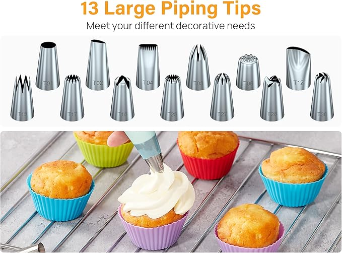 Kootek 54 Piping Bags and Tips Set Frosting Piping Kit for Beginners & Pros