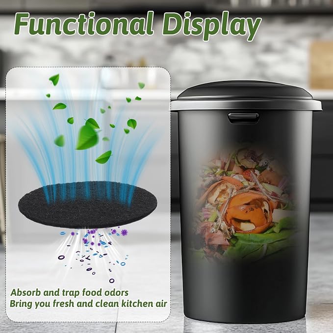24 Pack Compost Bin Filter, 6.7 Inch Charcoal Filters