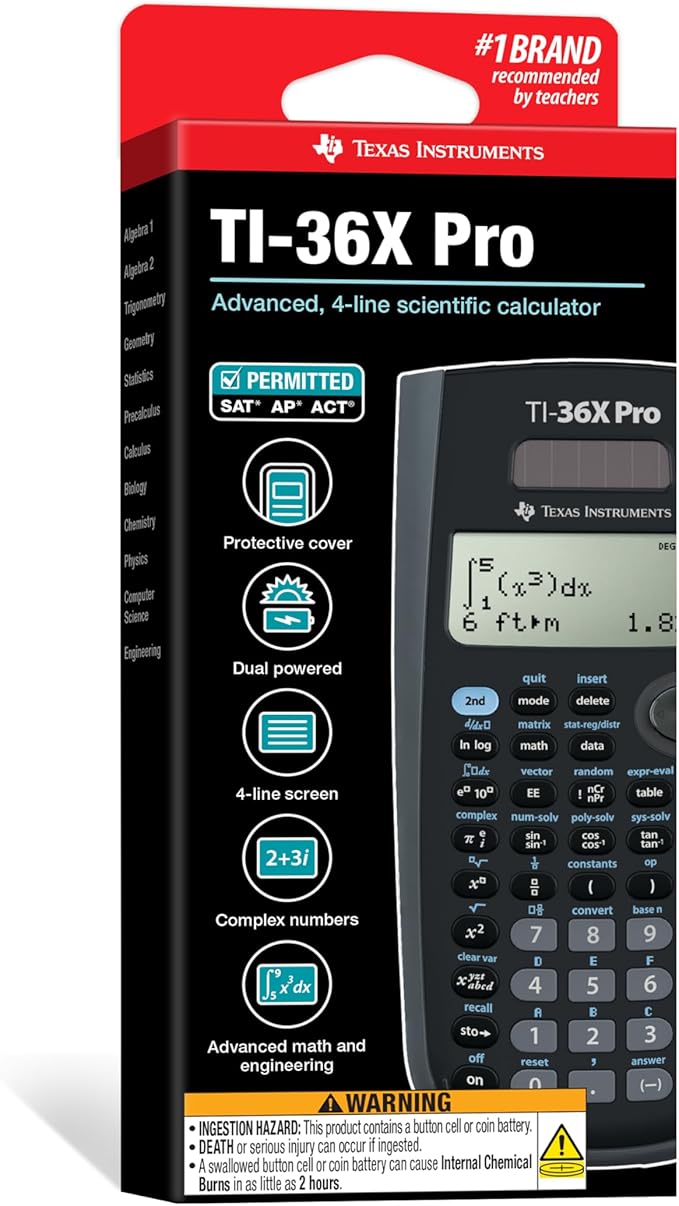Texas Instruments TI-36X Pro Engineering/Scientific Calculator | 9.7 Inch | Black.