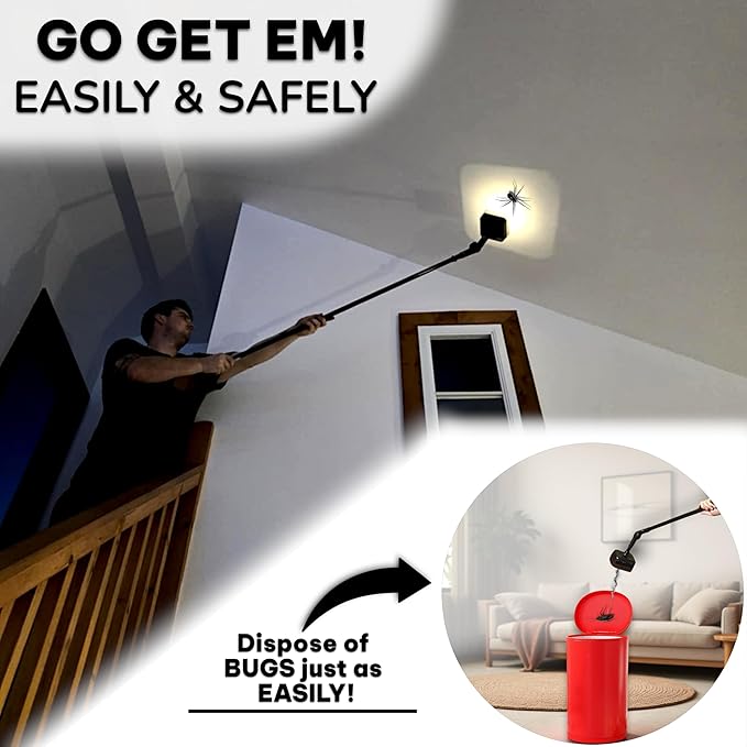 New Powerful Handheld Insect Zapper, Walls, Ceilings Indoor Spider Zapper, Cockroach Zapper, Insect Exterminator, Rechargeable