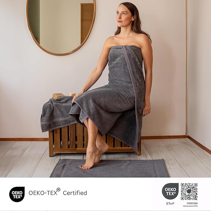 SALBAKOS 100% Turkish Cotton Jumbo Bath Sheet Towel Oversized 40x80 inch | Premium Hotel & Spa Quality, Soft, Absorbent, XL Bath Towels | Made in Turkey (Pack of 1, Gray)