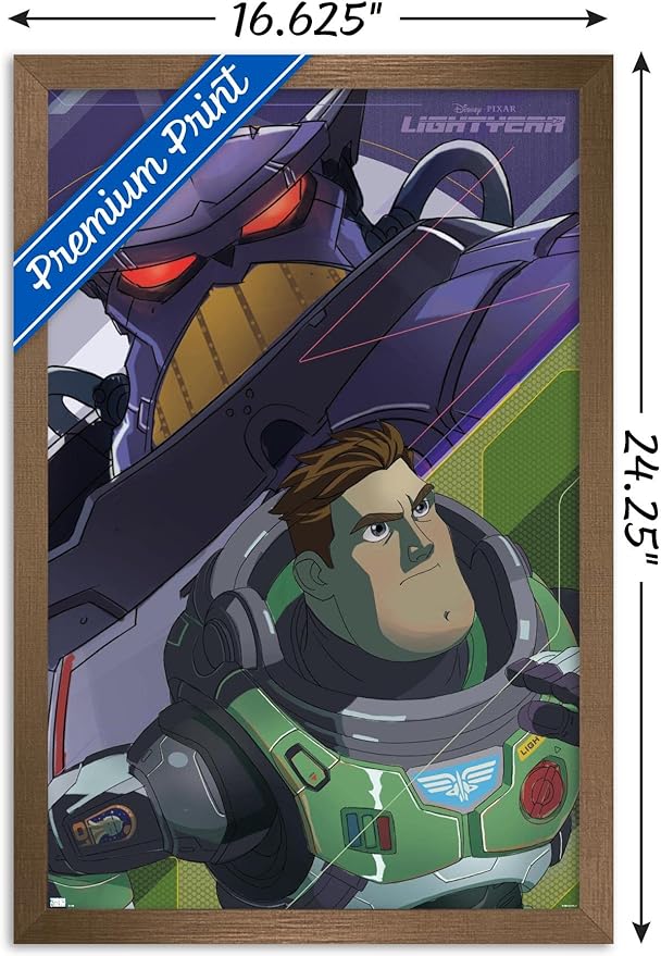 Trends International Disney Pixar Lightyear - Buzz and Zurg Wall Poster, 14.725" x 22.375", Bronze Framed Version