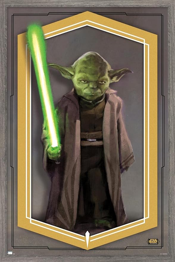 Trends International Star Wars: The High Republic - Yoda Wall Poster, 14.725" x 22.375", Barnwood Framed Version