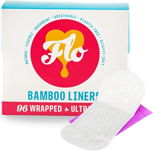 Flo Bamboo Daily Panty Liners Wrapped + Ultra Thin (96 Liners)
