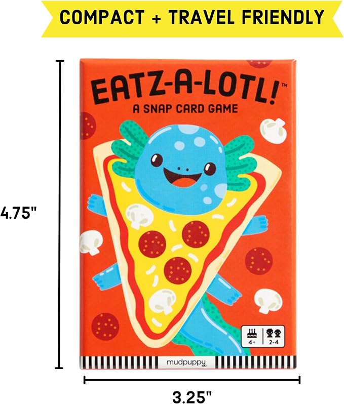 Mudpuppy Eatz-a-lotl! – Axolotl Version of Classic Kids Snap Card Game with Cute Illustrations of Axolotls for Children Ages 4 and Up, 2-4 Players